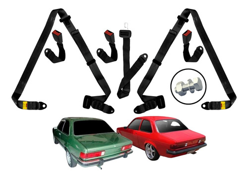 Kit Cinto Segurança Chevette 3 Ponto Traseiro Preto 1ª Linha