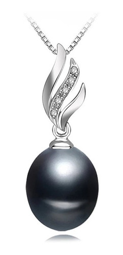Dije Perla Negra Cultivada Oval Elegant Ak Jewelry Plata 925
