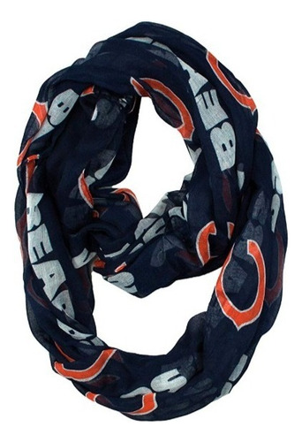 Bufanda Infinita Traslucida Nfl Littlearth ( Equipo ) Color Azul Oscuro / Chicago Bears Talla Unitalla