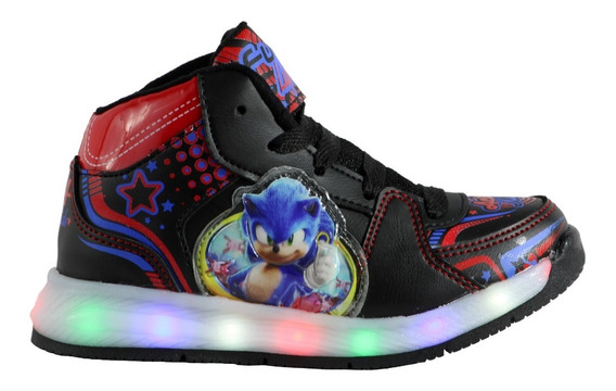 Tenis Niño Bota Luces Led Azul Botin The Hedgehog