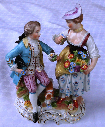 Monijor62-antigua Coleccion Figura Grupal Porcelana Alemana