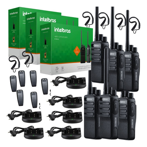 6 Rádio Comunicador Intelbras Rc3002 Longo Alcance 20km Bandas De Freqüência Uhf Cor Preto