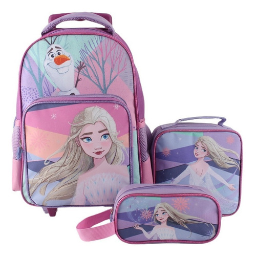 Mochila Con Ruedas Frozenloncheraesctuche Disney Color Lila