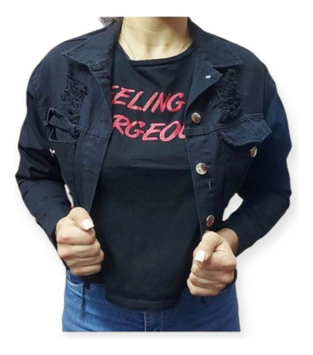 Campera De Jeans Con Roturas Corta Del 2 Al 5 Varios Colores