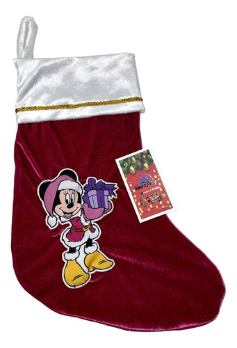 Decoração Meia Bota Natalina Natal Disney Rosa Minnie Mouse