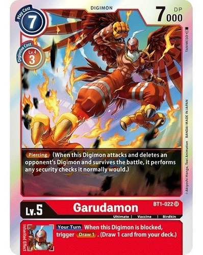 Digimon Tcg Bt1-022 Garudamon - Super Rare - Ingles