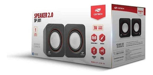 Caixa De Som Speaker 2.0 3w Sp-301bk Preta C3 Tech Cor Preto USB