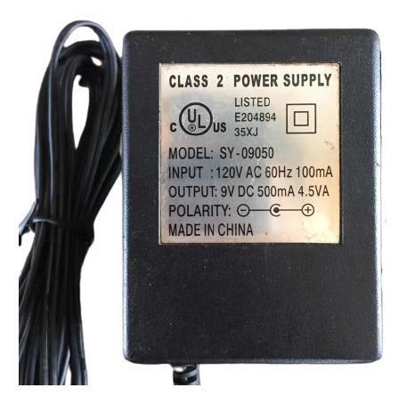 Transformador Clase 2 Sy-09050 9v Dc 500 Ma 4.5 Va