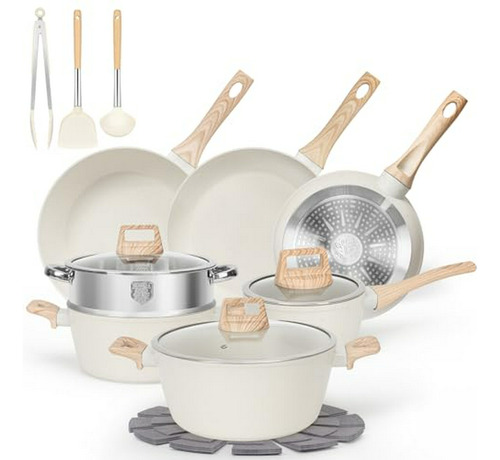 Set De Cocina Antiadherente 17 Piezas Con Utensilios De Coci