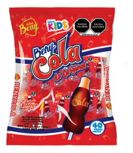 Paleta Dulces Beny Beny Coca Cola coca cola con caramelo 320g 40 u