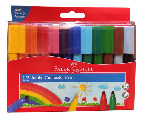 Set Caja Marcadores Faber Castell Lavables Grueso X 12 Jumbo