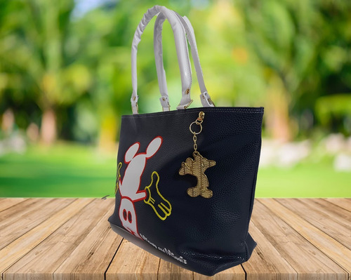 Bolsa De Mano De Mickey Mouse, Color Azul Oscuro Con Blanco Y Rojo