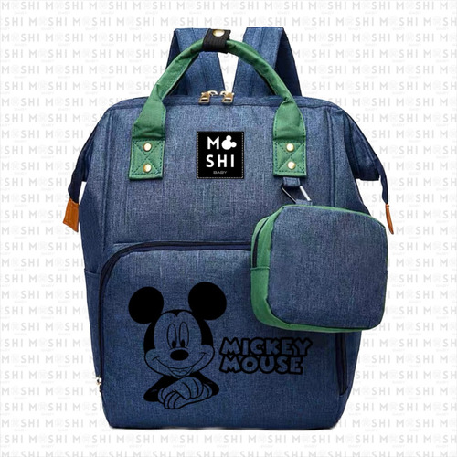 Bolso Mochila Maternal Pañalera Mickey Mouse Bicolor Avn