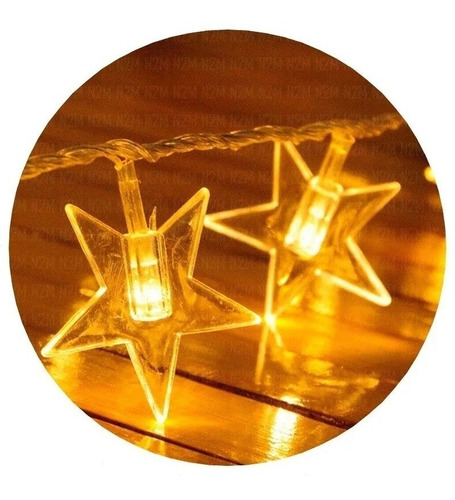 Imagen 1 de 10 de Guirnalda Luces Led Estrellas Transparentes 3m 220v Navidad