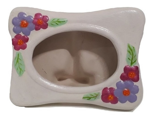 Imagen 1 de 3 de Porta Retrato Porta Fotos 10x15 Ceramica Flores