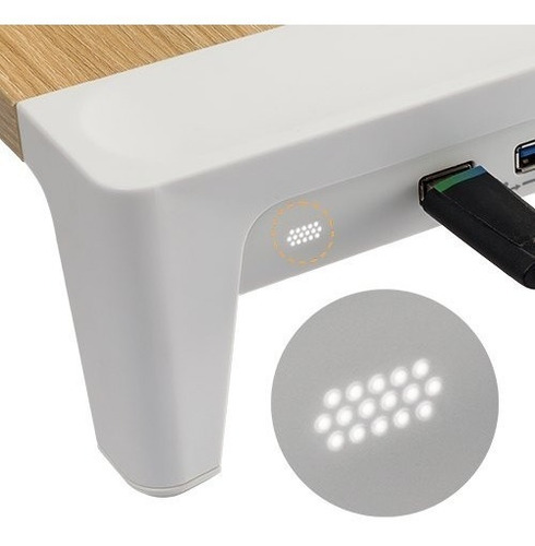 Soporte Elevador De Monitor Blanco Para iMac Pc Hub Usb 3.0