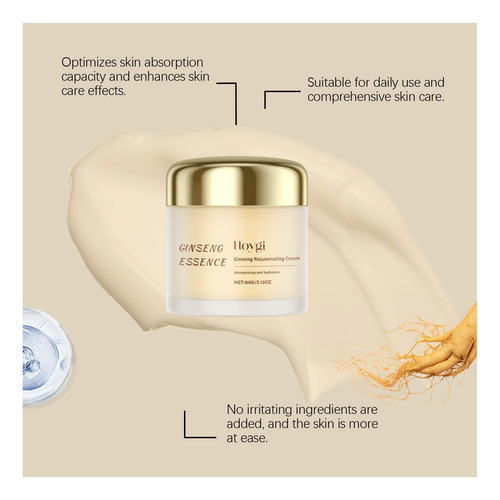 Crema Rejuvenecedora De Ginseng, Humectante Y Revitalizante