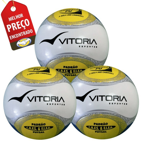 3 Bolas Futsal Vitoria Oficial Termotec Pu 6 Gomos Max 500