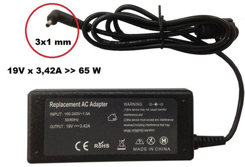 Puntotecno - Cargador Toshiba Acer 65w 19v 3,42a - 3x1 Mm