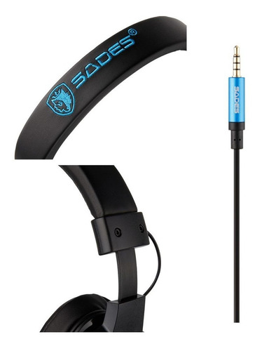 Imagen 2 de 3 de Auricular Gamer Sades Sa-722 D-power Azul Ps4 Pc Ade