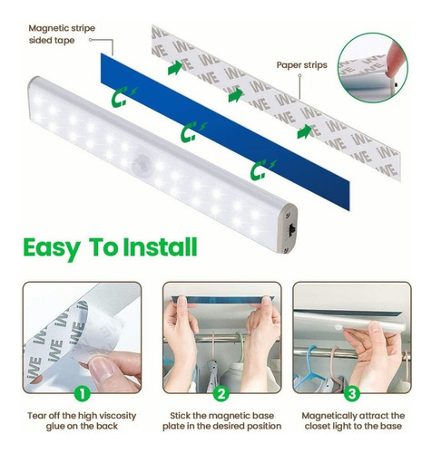 Lámparas Sensor De Movimiento Regulable Luz Usb 24 Focos Led