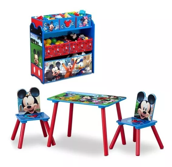 Juguetero Organizador Infantil Mickey Niño Con Mesa Y Sillas