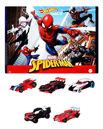 Vehículo Hot Wheels Spiderman A Escala 164, Paquete De 5