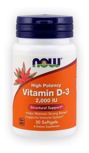 Suplemento em softgels NOW  Bone & Immune Health Vitamin D-3 2000 IU vitamina d3 Vitamin D-3 2000 IU em pote 30 un