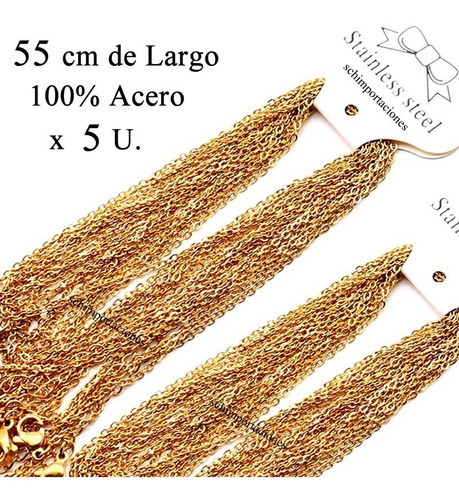Cadena Acero Dorada 55 Cm X Set 5 Unidades - Original -