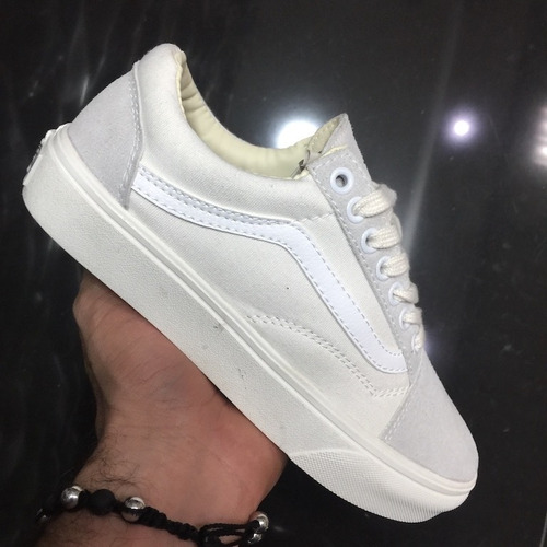 Tenis Zapatillas Vans Old Skool Gris Crema Mujer Envio Gra