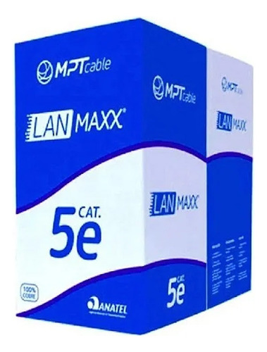 Cabo Rede Cat5e 4 Pares Cx 305 Metros Lan Maxx Azul