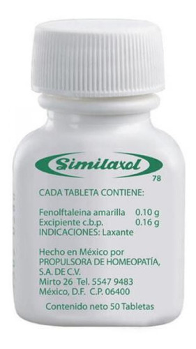 Similaxol 50 Tab Homeopatico Contra Estreñimiento Sabor Neutro