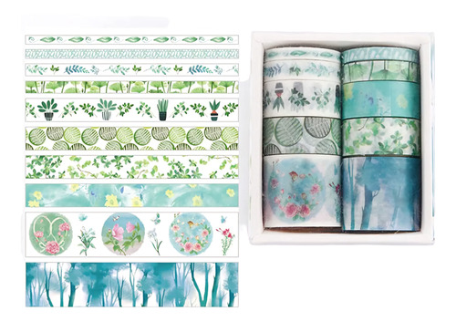 Washi Tape Set 10 Cintas Decorativas Naturaleza Colores 