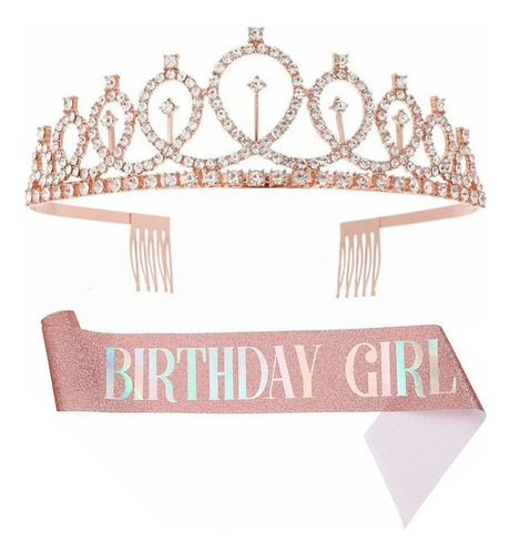 Kit De Tiara De Strass Birthday Crown Sash Queen, Lindo Para
