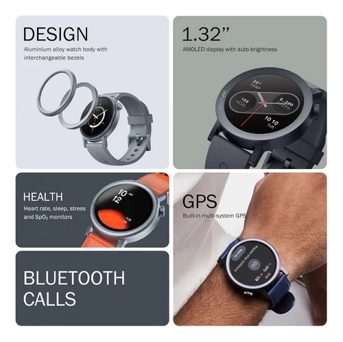 Reloj inteligente Smart Watch Cmf By Nothing Watch Pro 2 con funda de grafito, bisel negro, diseño de pulsera de malla de grafito