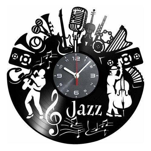 Reloj De Pared De Vinilo Con Temática De Música Jazz Instrum