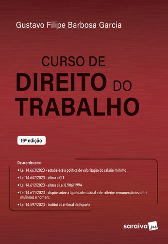 Livro Curso De Direito Do Trabalho - 19ª Edição 2024