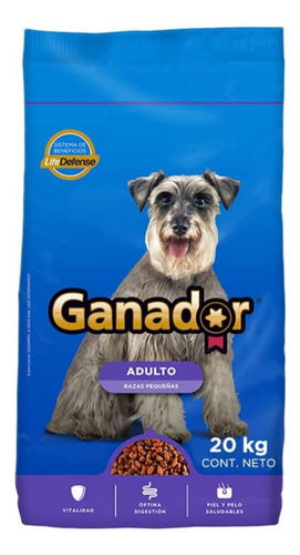 Ganador Raza Pequeña 20 Kg + Sobre Estofado Pato 100 G 22 Pz