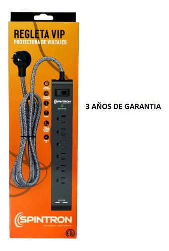 Regleta Vip Protectora De Voltaje 6 Tomas 2 Usb Spintron