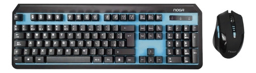 Kit de teclado y mouse gamer inalámbrico Noga NKB-40 Español de color negro y azul