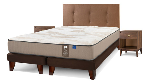 Cama Europea Flex Dual Sensity 2 Plazas + Respaldo Y Velador