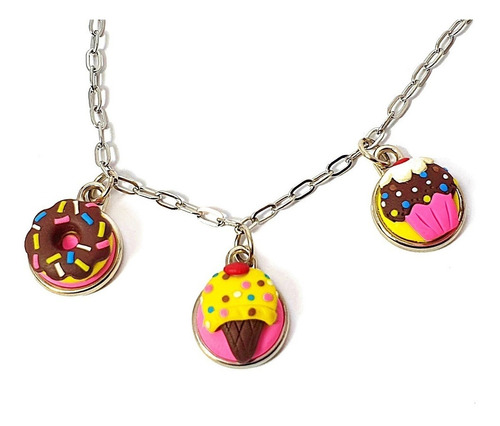 Collar De Postres Dona Helado Cupcake Miniatura De Alimentos