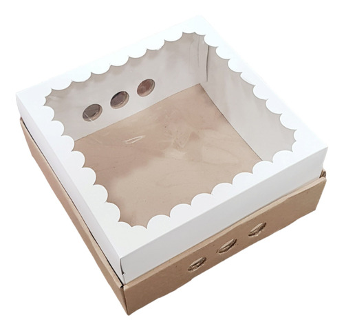 Caja Para Tortas/desayuno C/visor (pack X 30 U.) 25x25x12 