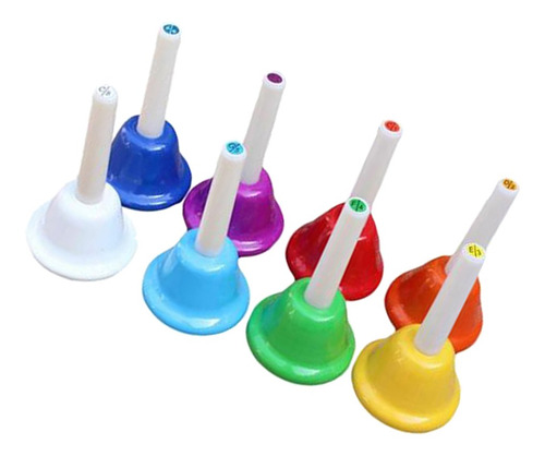 Juego De Campanas De Mano, Percusión Colorida, 8 Notas, Kit