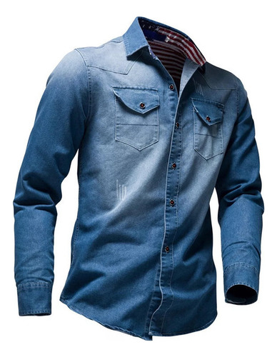 Camisa Hombre Blusa Jeans Lavado Invierno Casual Gradi