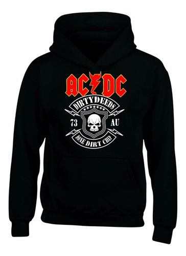 Buzo Capota Ac Dc Skull Hoodies Saco Black Series