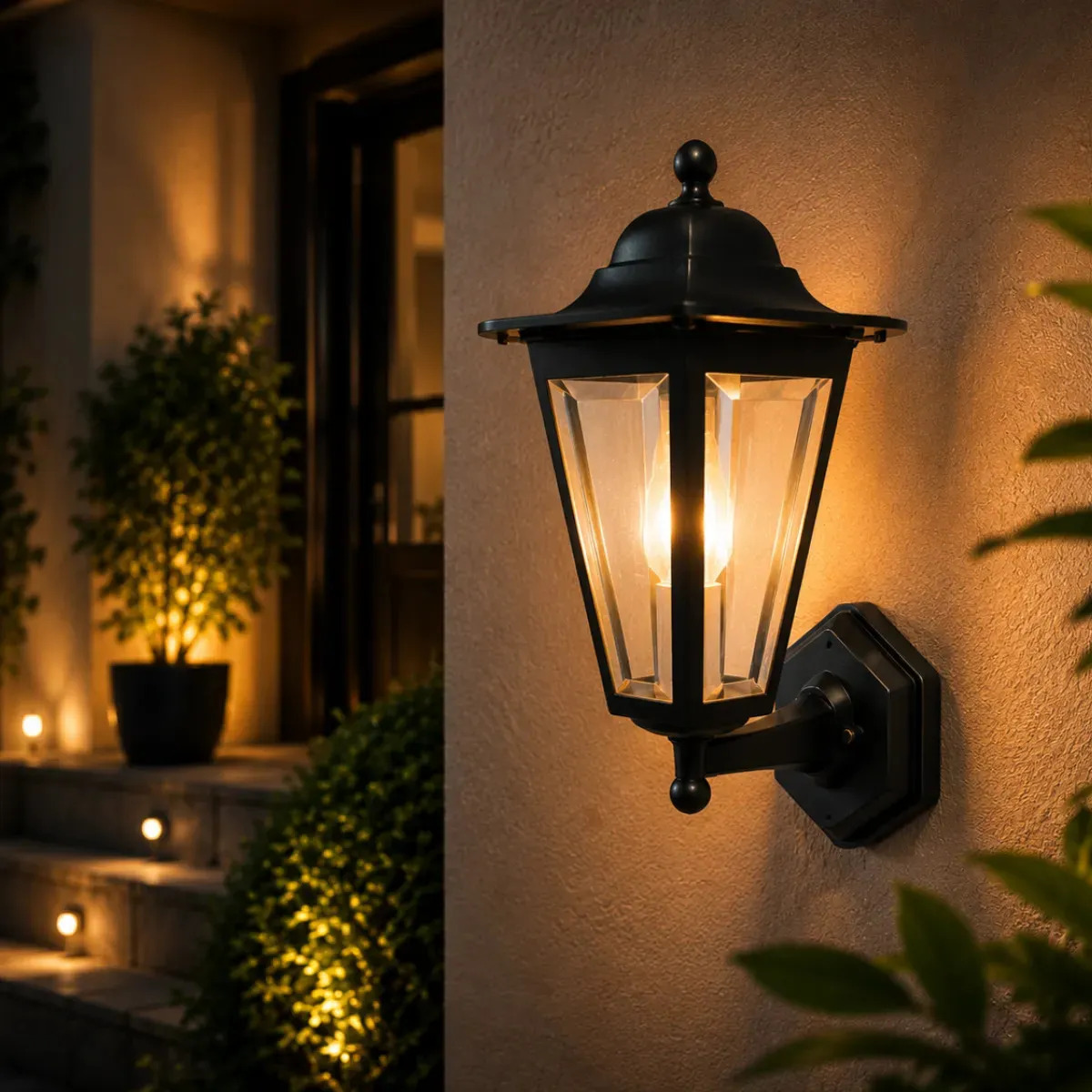 Arandela Colonial Invertida Retro Vintage Interna Externa Bivolt Automático Soquete E27 Contra Maresia Preto Máxima Protection Iluminação Jardim Residencial
