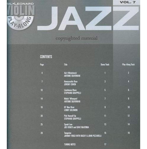 Libro Jazz Violin Play-along Volume 7 - Book/online Audio
