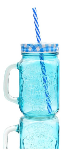 Mason Jar Frasco Tarro Colores Fiesta Popote 470 Ml 12 Pzs C