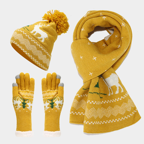 Conjunto Navideño De Gorro, Bufanda Y Guantes De Tres Pi [u]